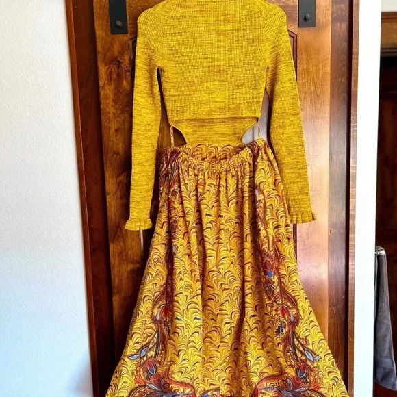 Ulla Johnson Marcellina Knit Taffeta Cutout Midi Dress Size 8 - Picture 8 of 17